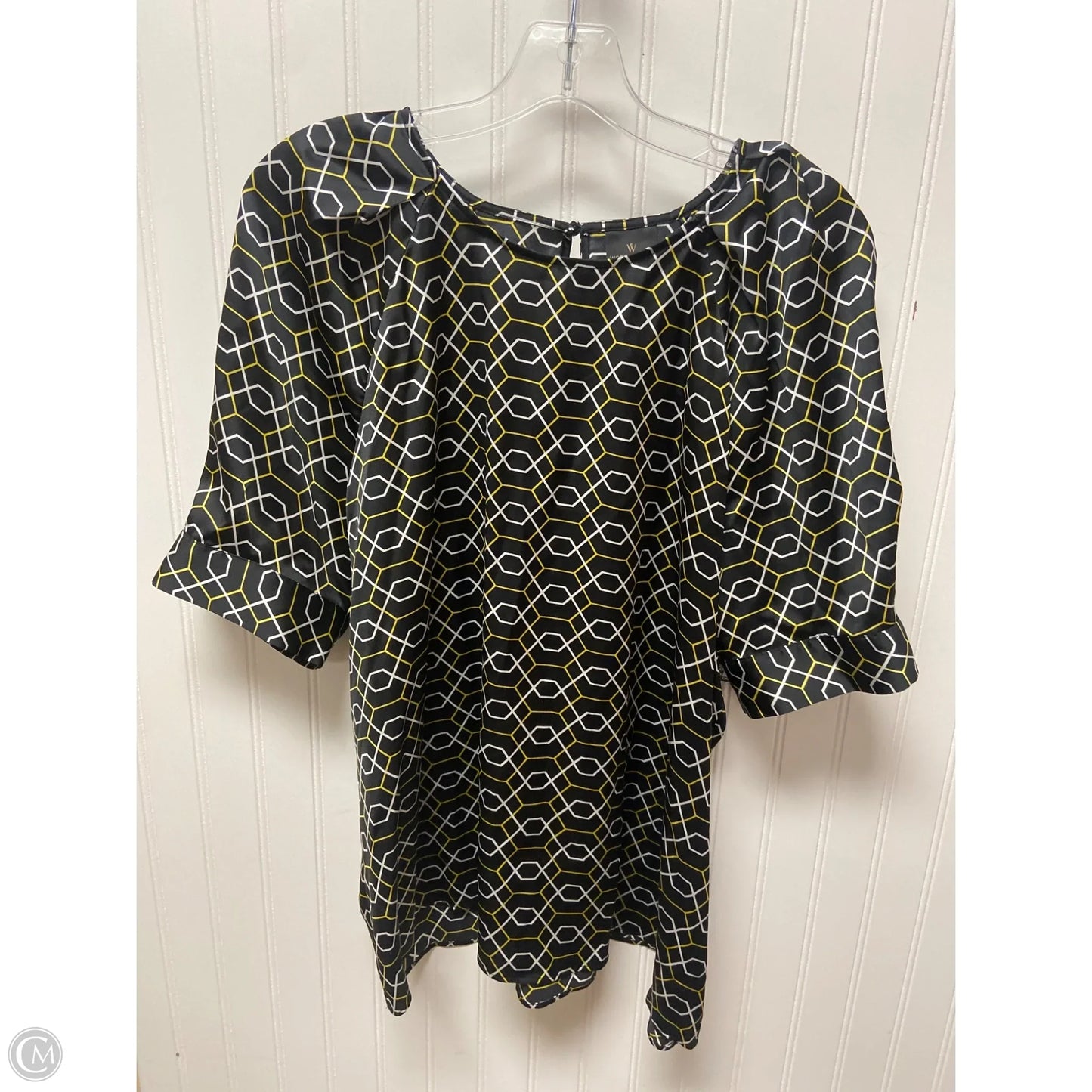 Top Short Sleeve By Worthington In Black & Yellow, Size: Xl