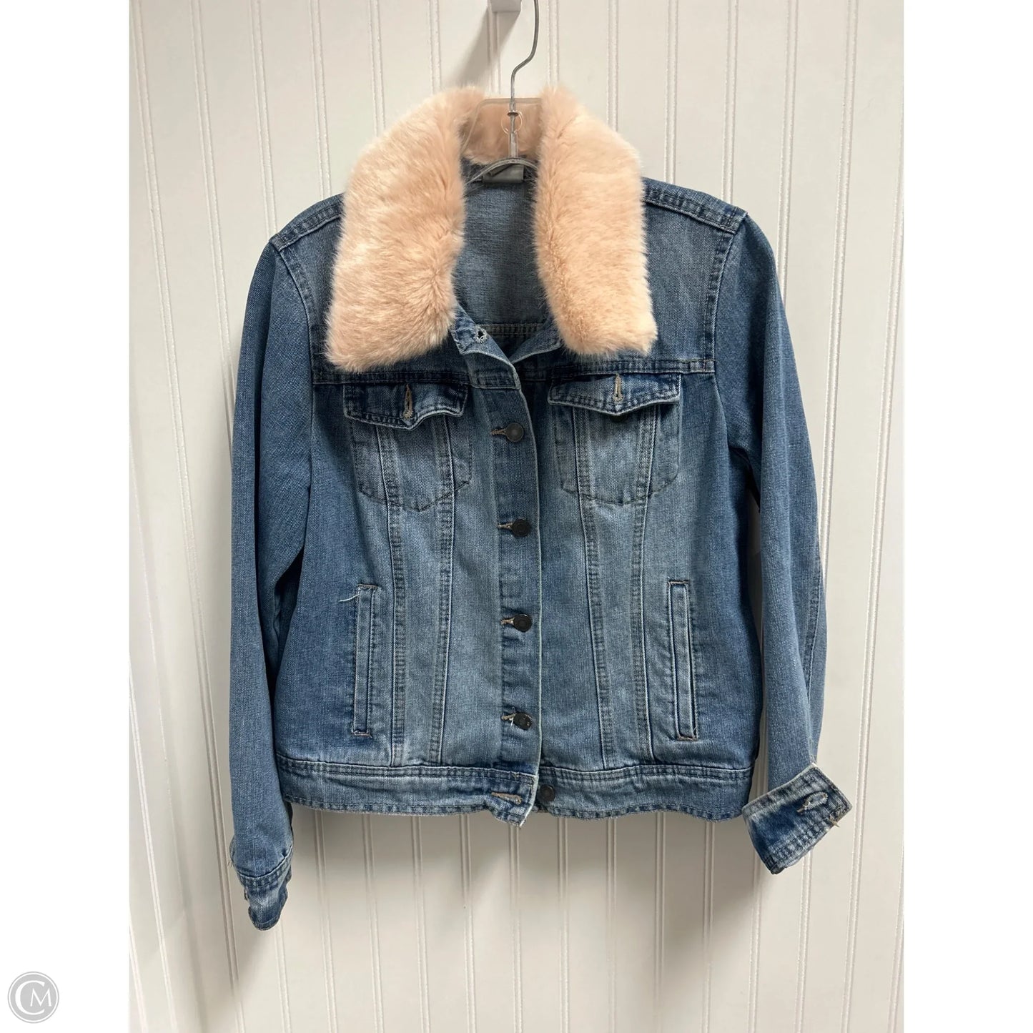 Jacket Denim By Soho Apparel In Blue Denim, Size: S