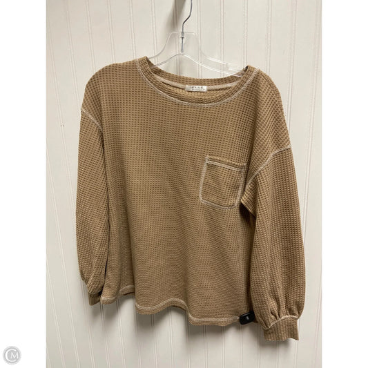 Top Long Sleeve By Ekouaer In Tan, Size: M
