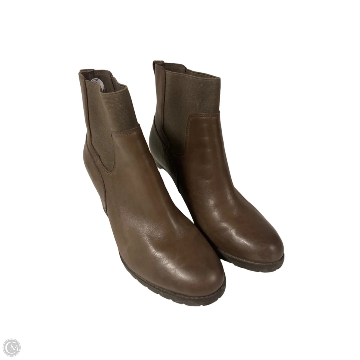 Boots Ankle Heels By Clarks In Brown, Size: 9.5