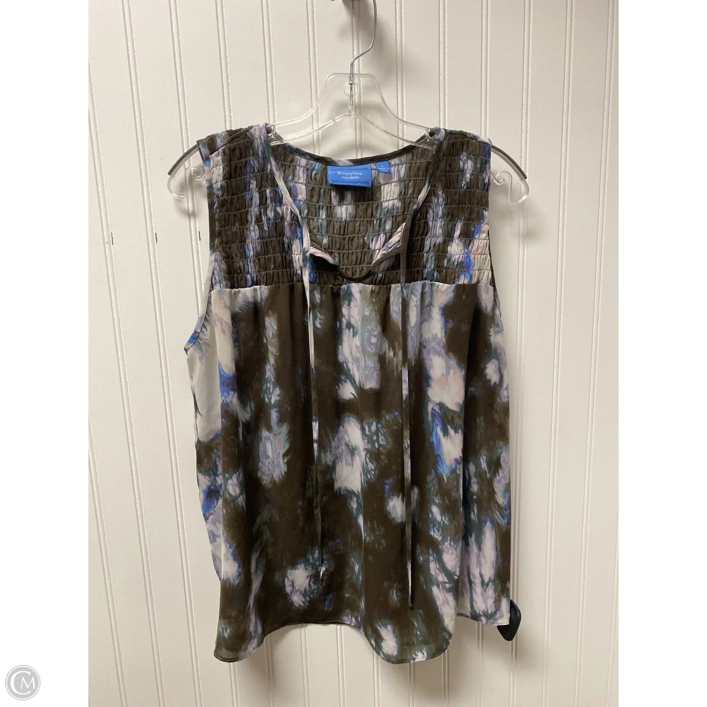 Top Sleeveless By Simply Vera In Blue & Brown, Size: L