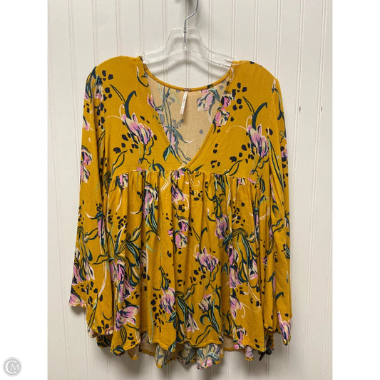 Top Long Sleeve By Free People In Yellow, Size: S