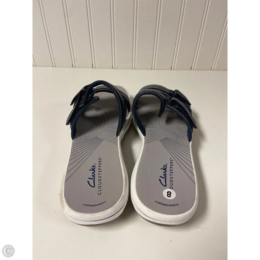 Sandals Flats By Clarks In Blue & Grey, Size: 8