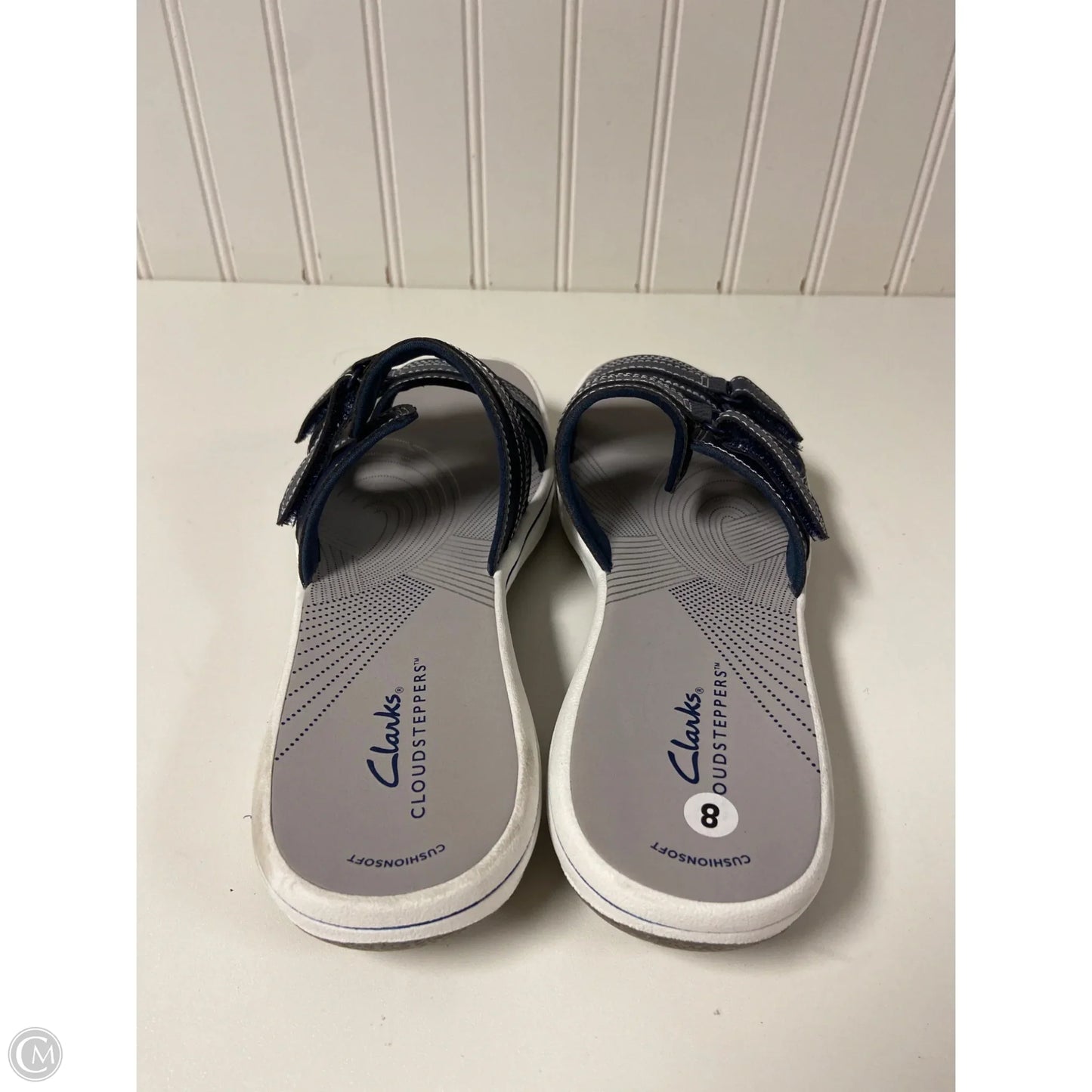 Sandals Flats By Clarks In Blue & Grey, Size: 8