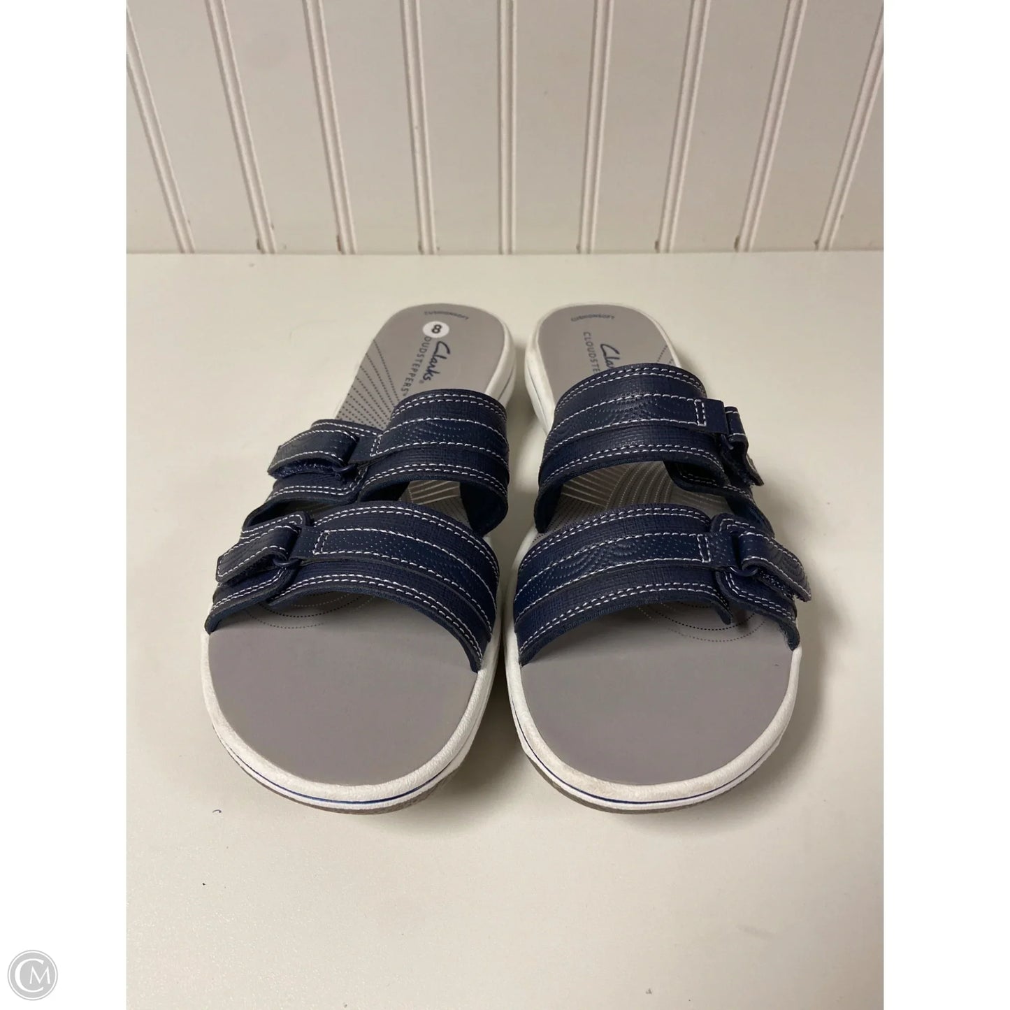 Sandals Flats By Clarks In Blue & Grey, Size: 8