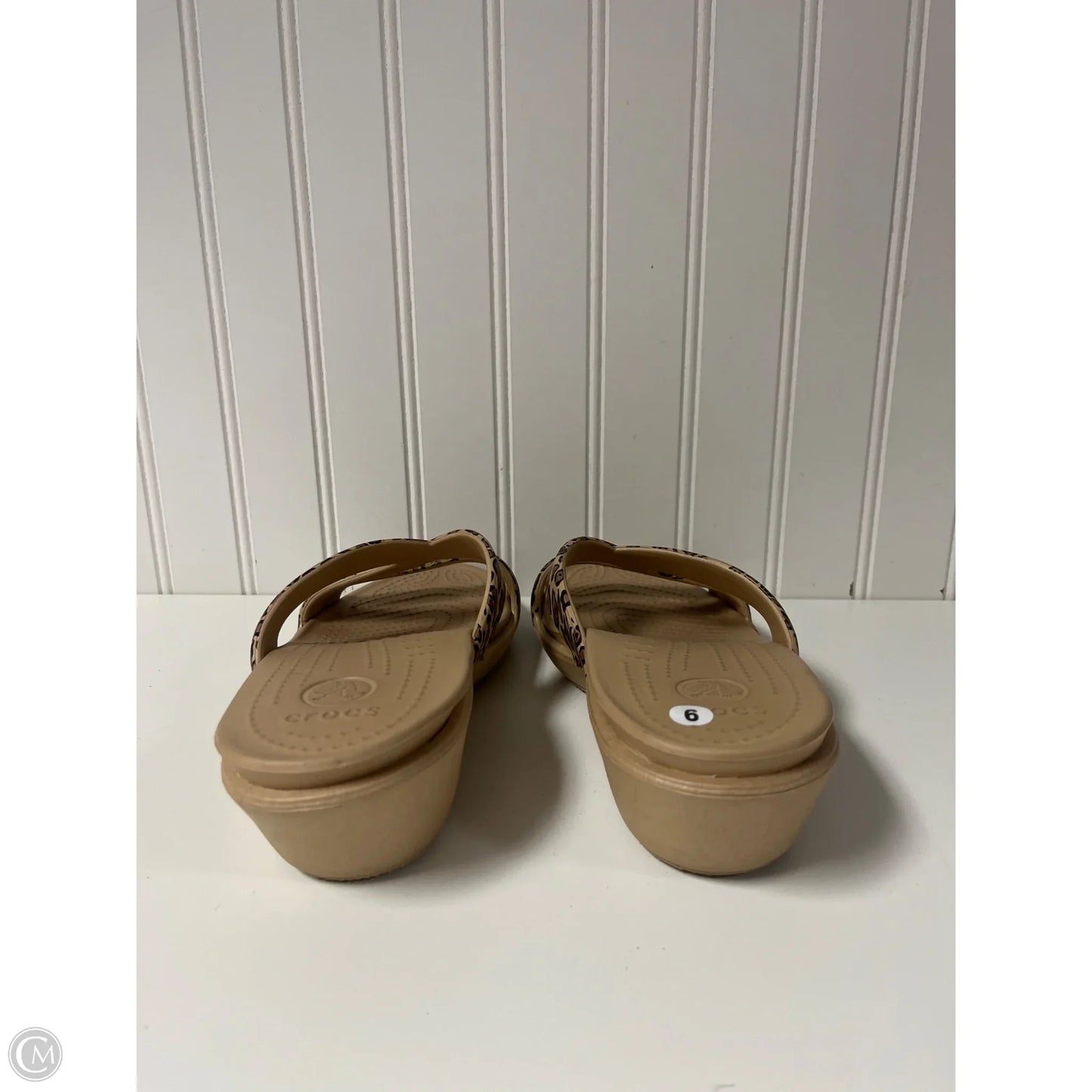Sandals Flats By Crocs In Animal Print, Size: 9