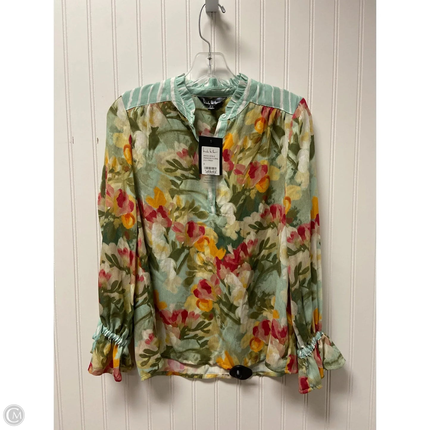 Top Long Sleeve By Nicole By Nicole Miller In Floral Print, Size: S