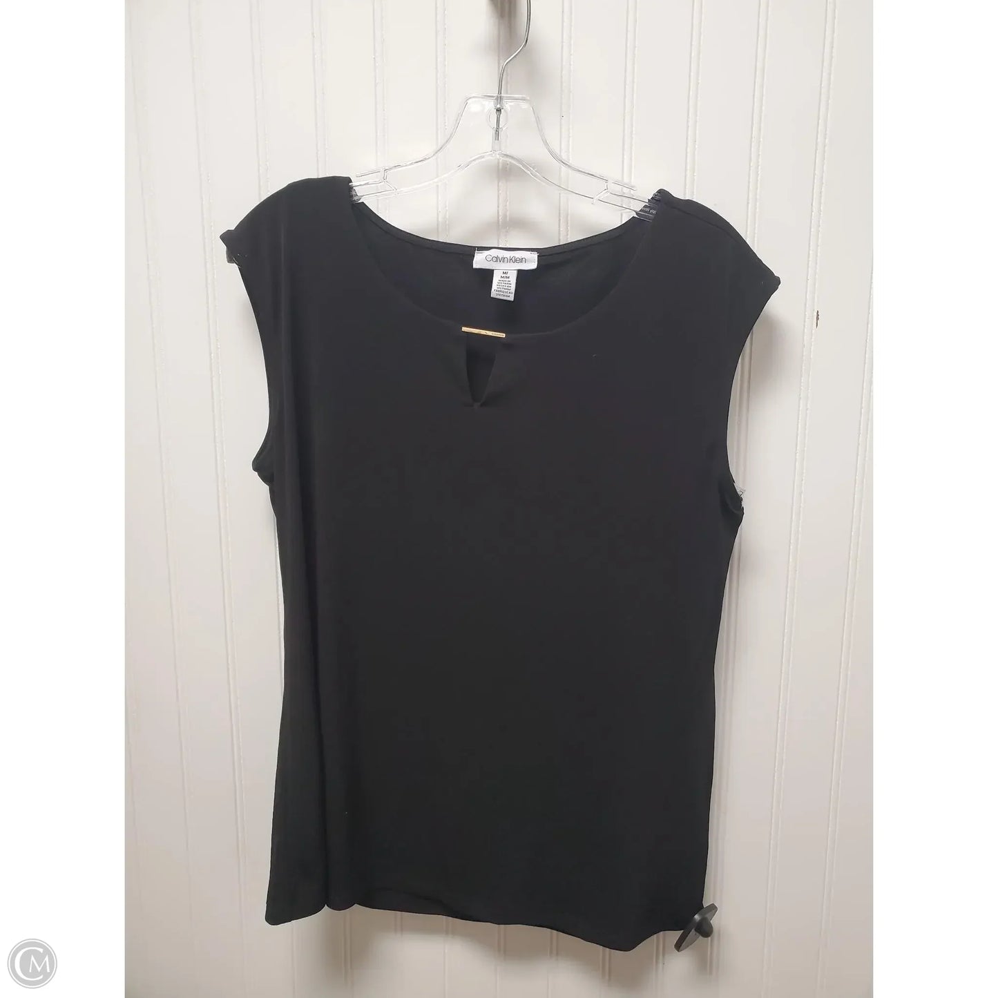 Top Short Sleeve By Calvin Klein In Black, Size: M