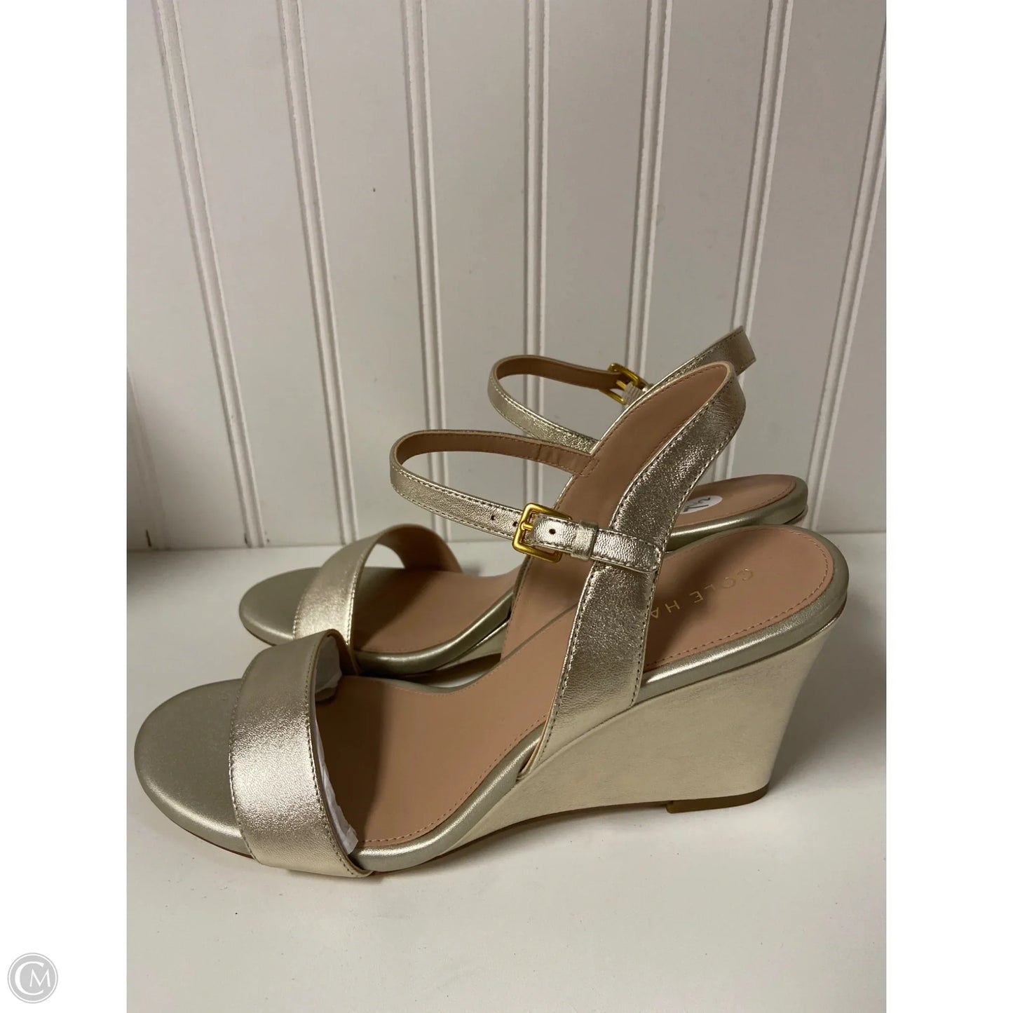 Sandals Heels Wedge By Cole-haan In Gold, Size: 7.5