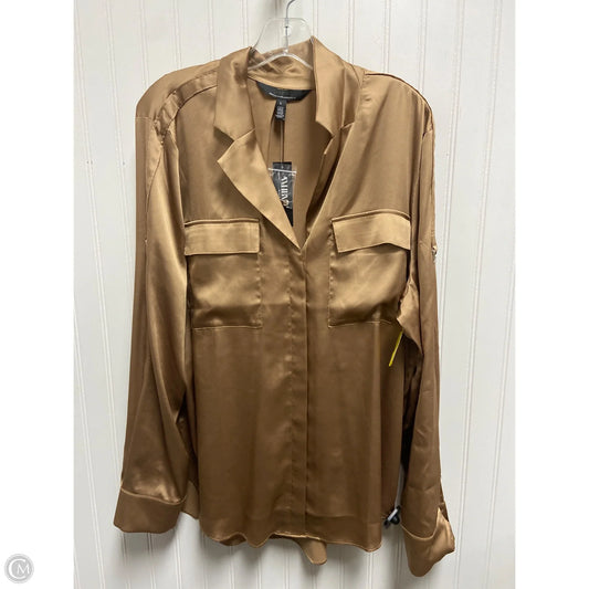 Top Long Sleeve By White House Black Market In Bronze, Size: L
