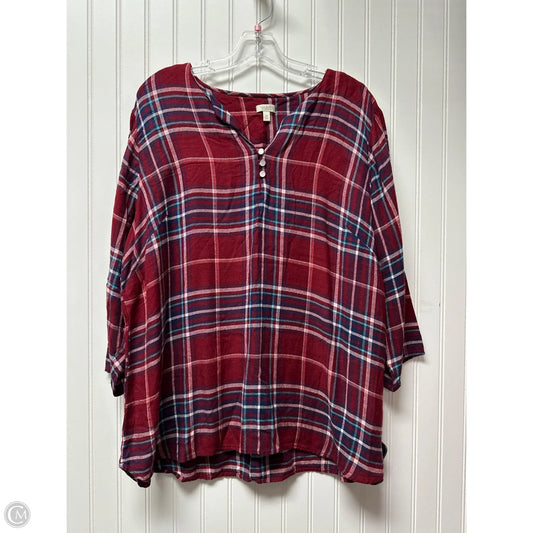 Top 3/4 Sleeve By Talbots In Red, Size: 2x