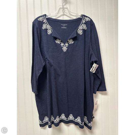 Top 3/4 Sleeve By Talbots In Blue, Size: 2x