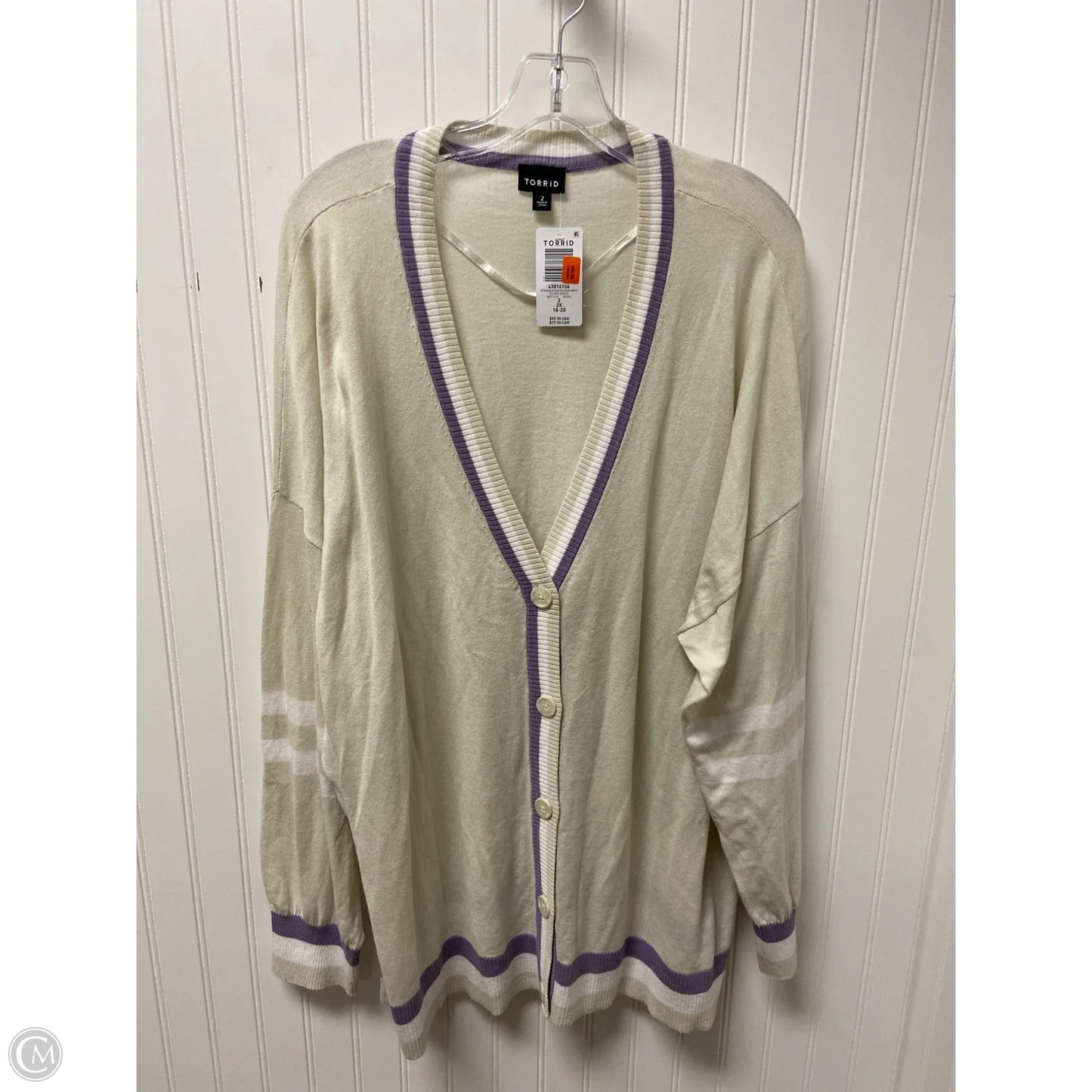 Sweater By Torrid In Cream & Purple, Size: 2x