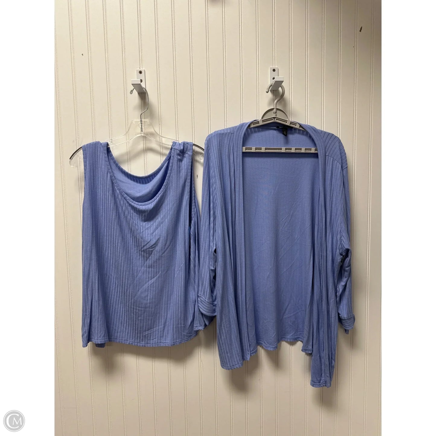 Top 2pc Long Sleeve By In Studio In Blue, Size: 2x