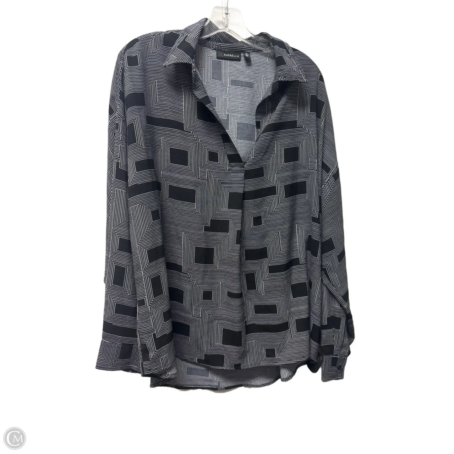 Top Long Sleeve By Rafaella In Black & White, Size: Xl