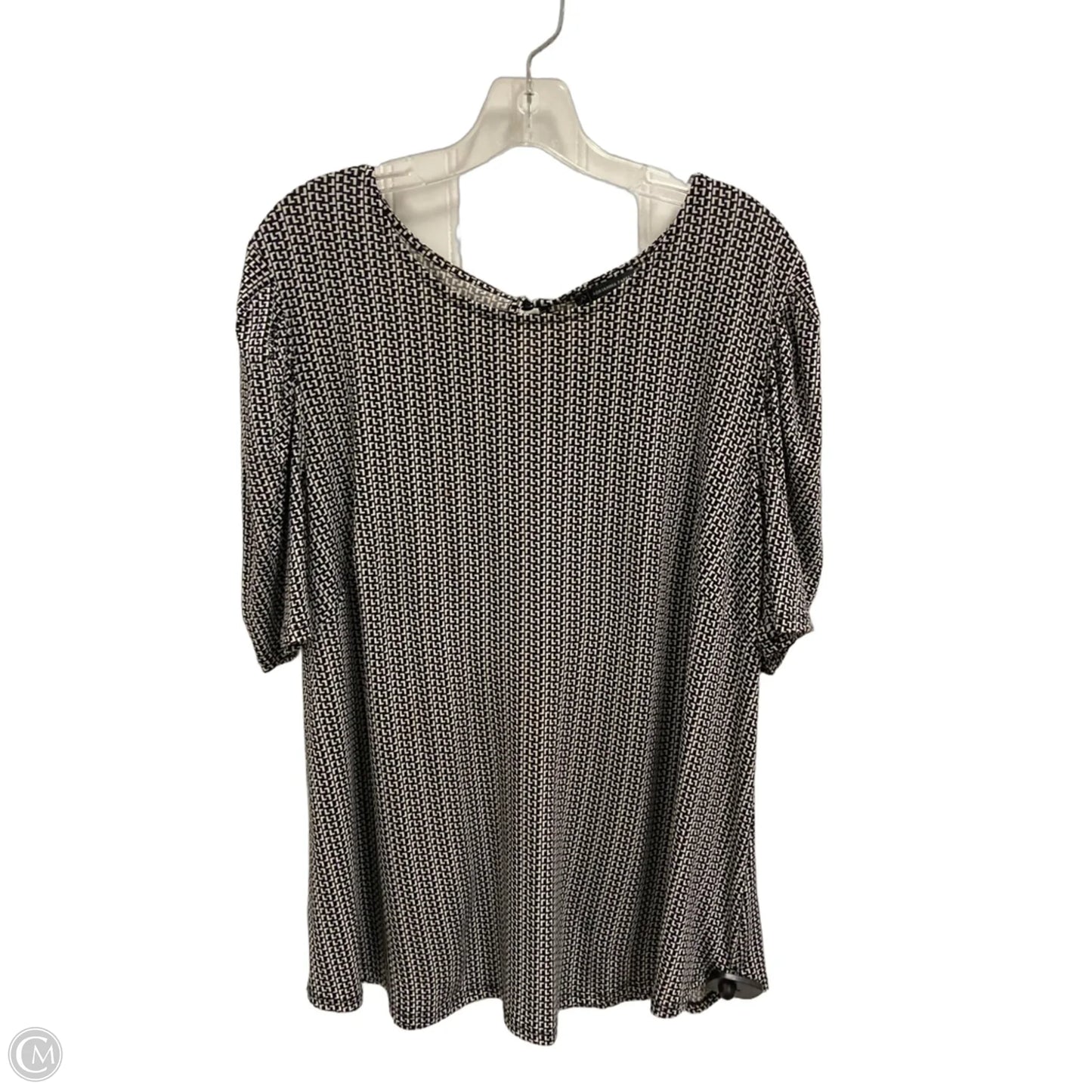 Top Short Sleeve By Adrianna Papell In Black & White, Size: 1x