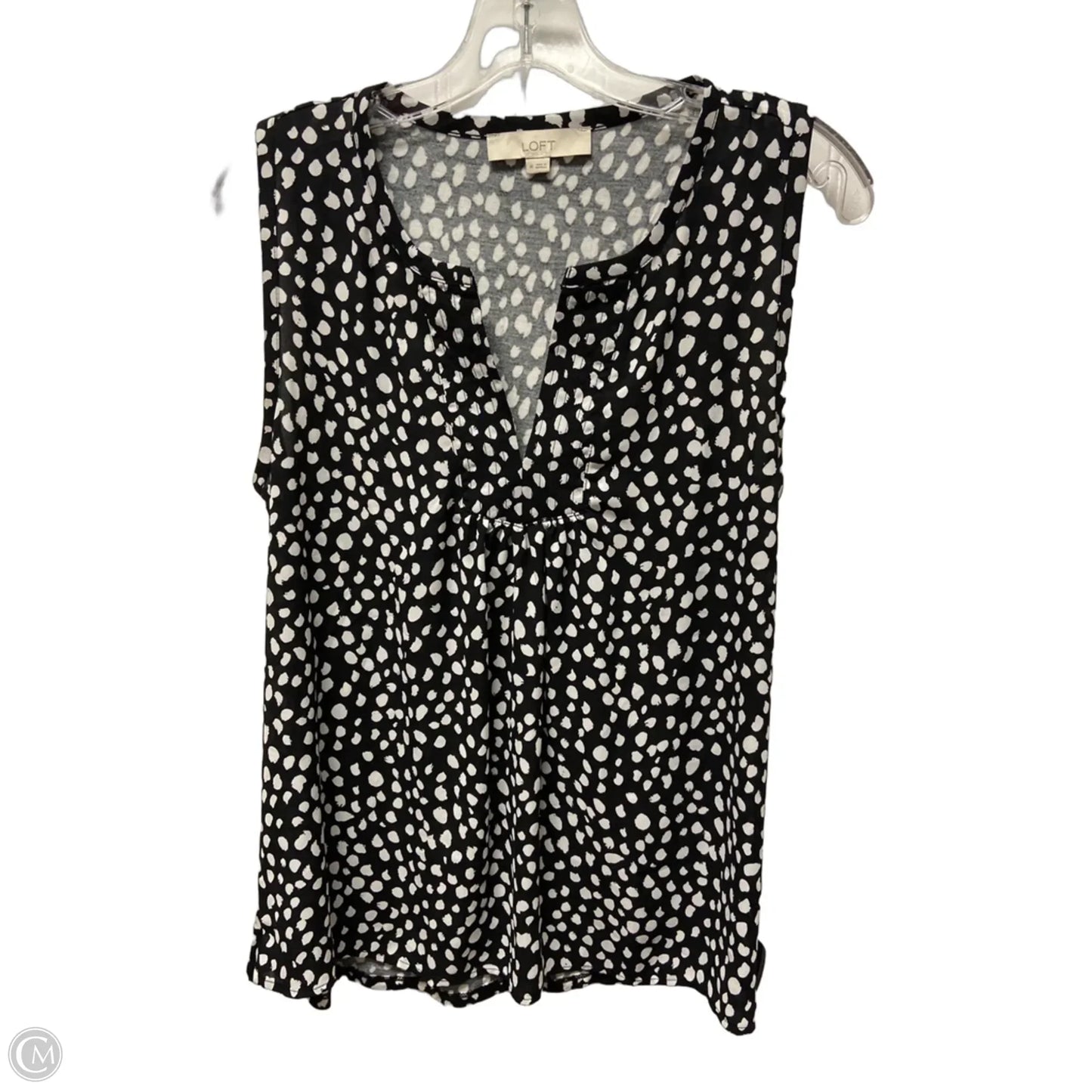 Top Sleeveless By Loft In Black & White, Size: M