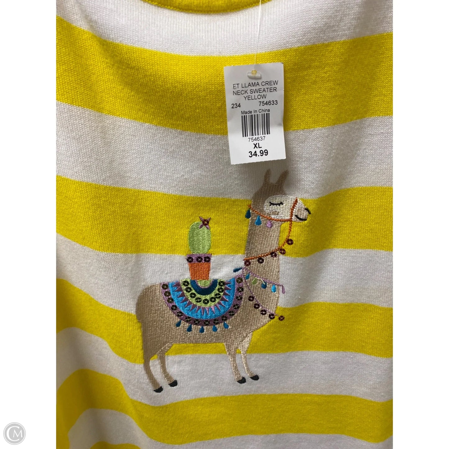 Sweater By Clothes Mentor In White & Yellow, Size: Xl