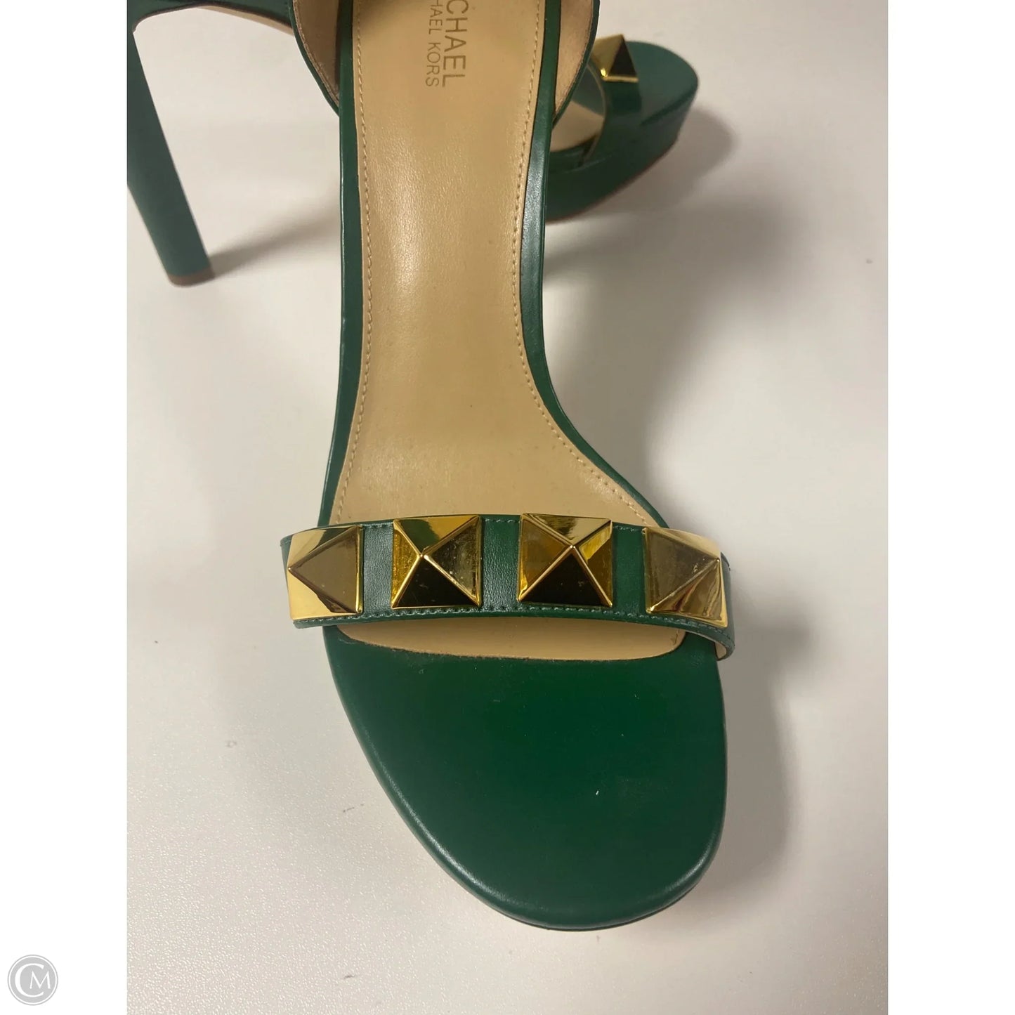 Sandals Designer By Michael Kors In Gold & Green, Size: 8.5