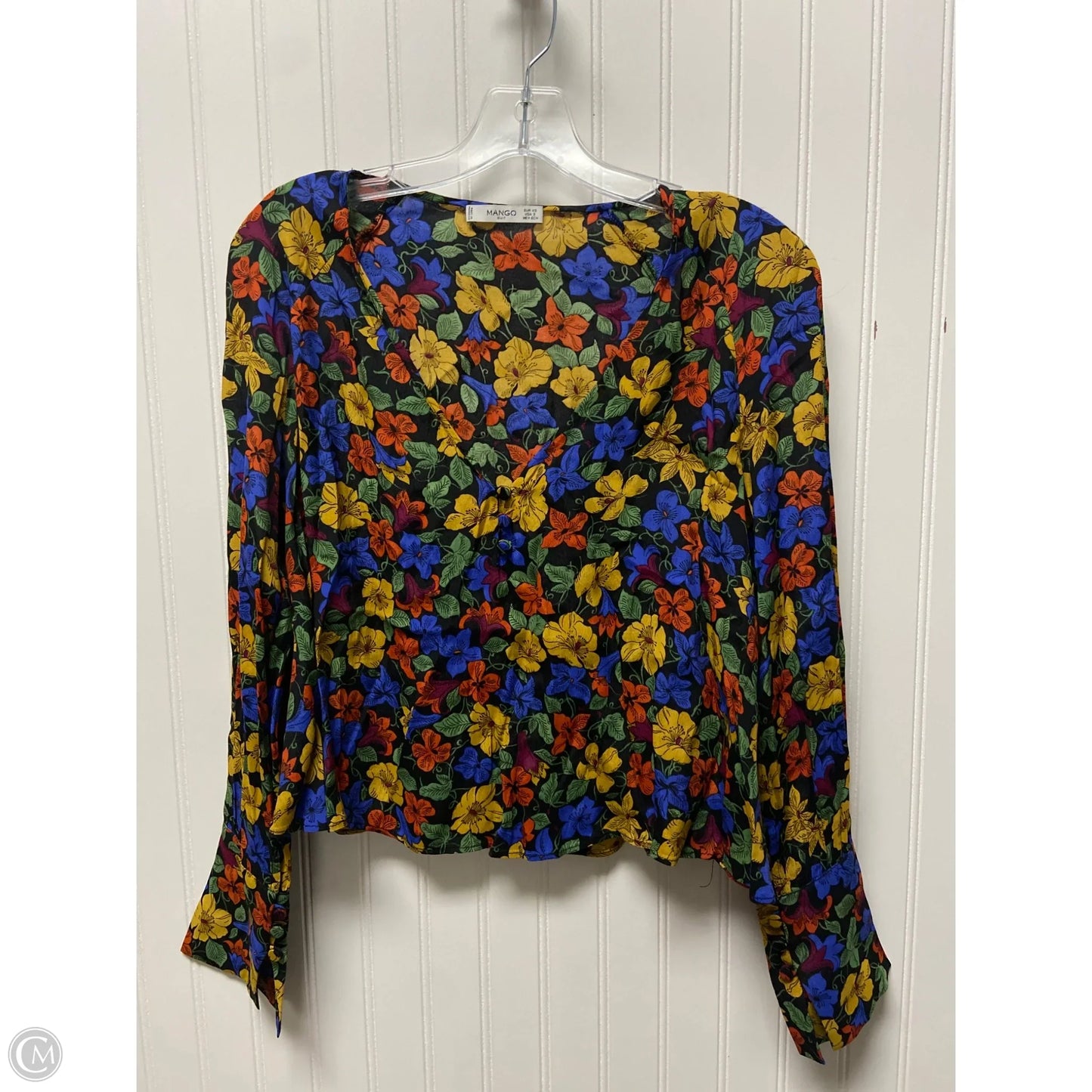 Top Long Sleeve By Mango In Floral Print, Size: Xs