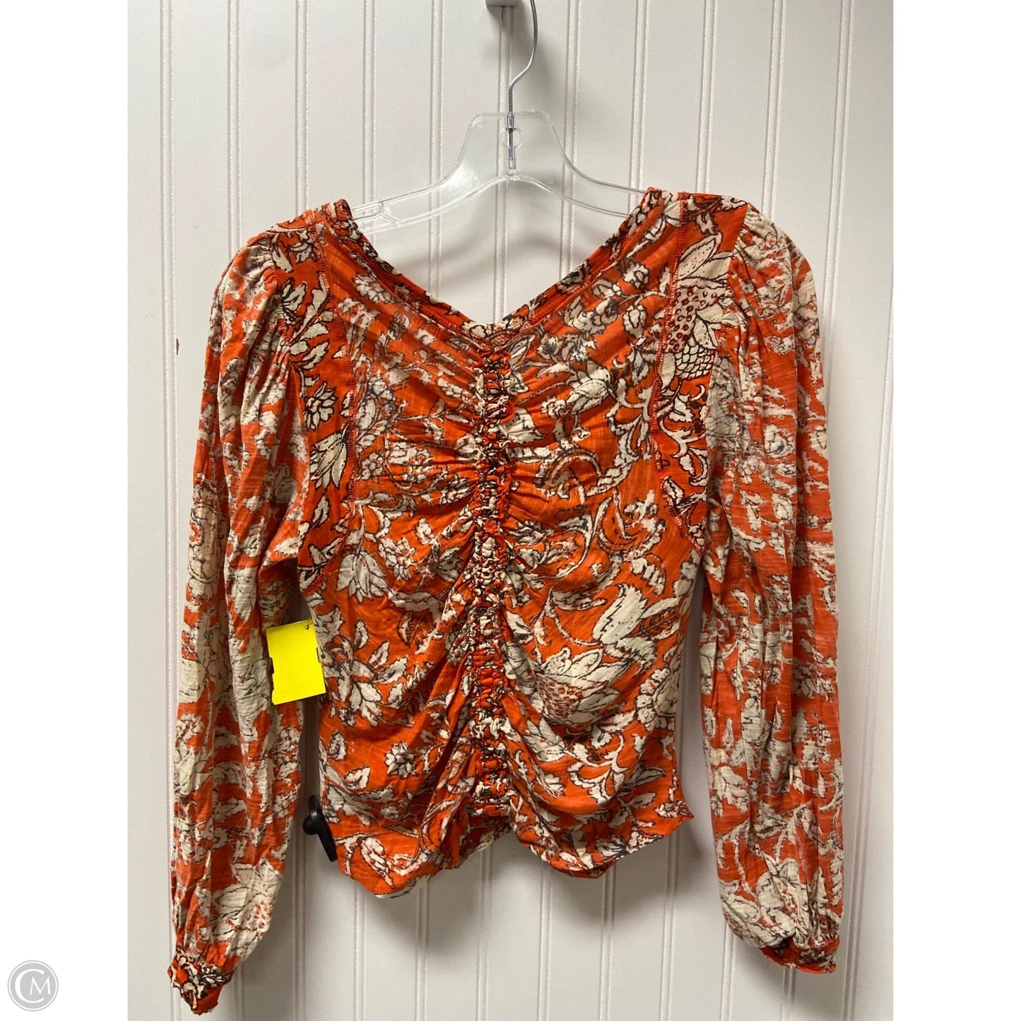 Top Long Sleeve By Free People In Cream & Orange, Size: Sp