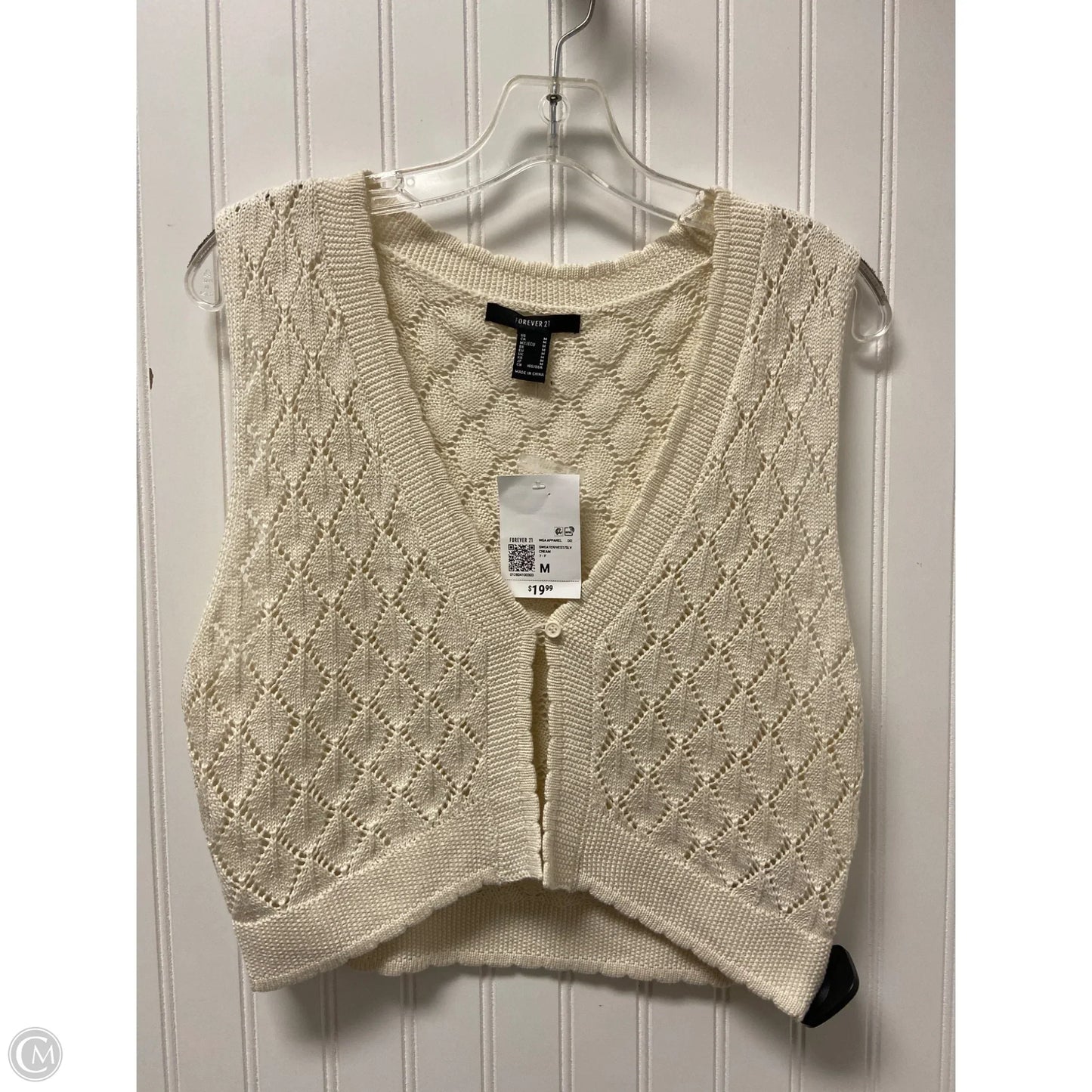 Vest Sweater By Forever 21 In Cream, Size: M