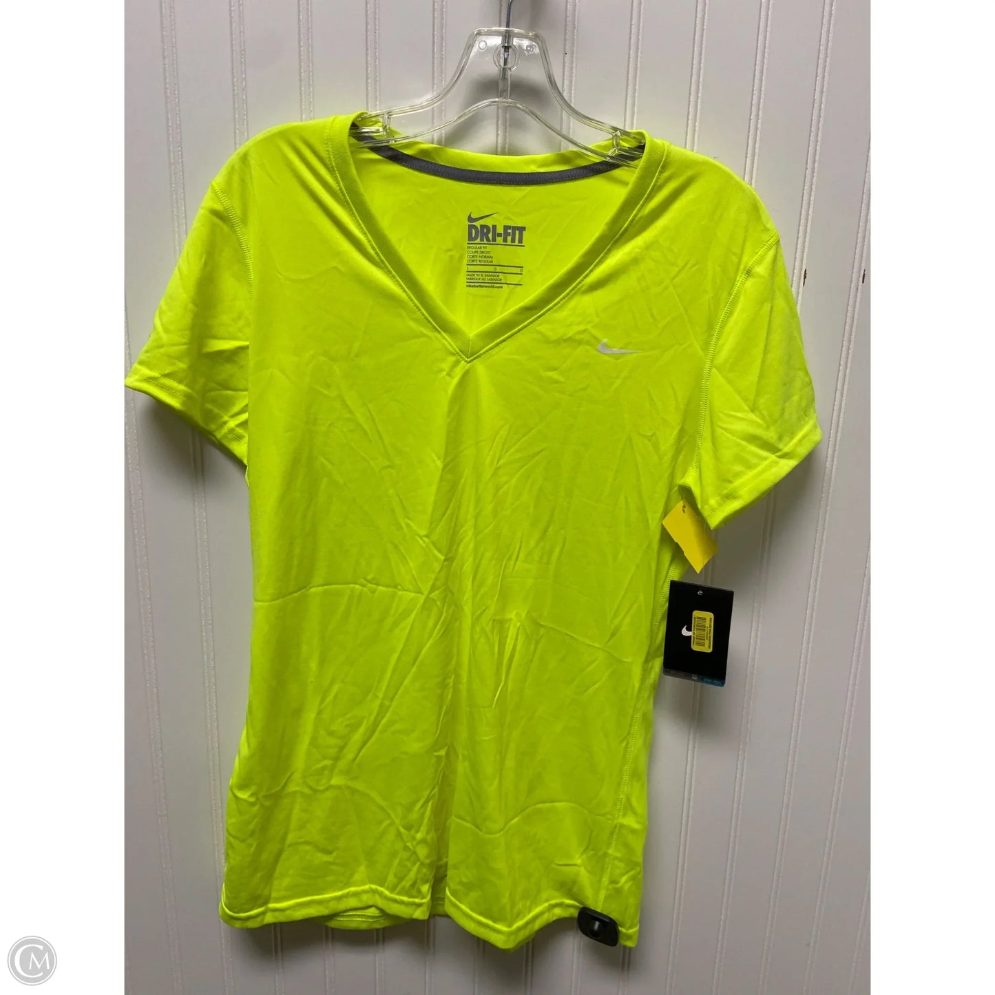 Athletic Top Short Sleeve By Nike In Yellow, Size: L