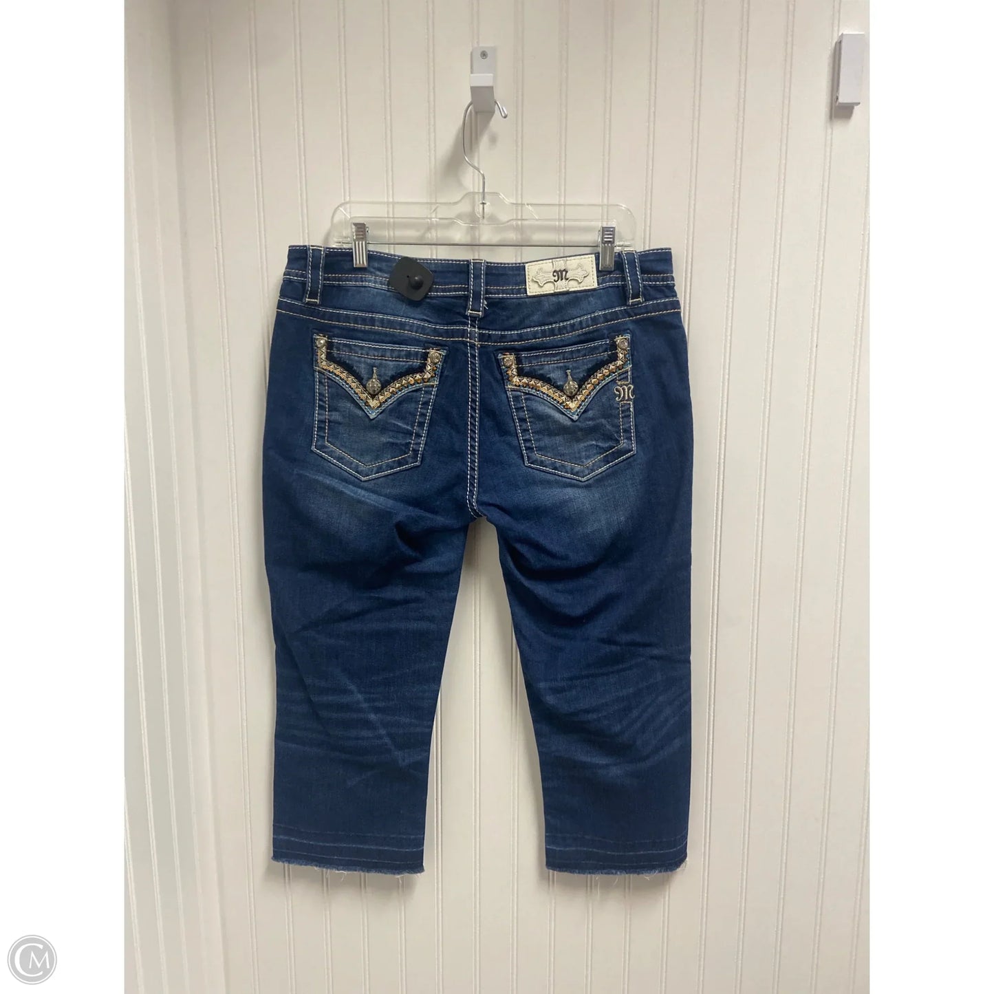 Jeans Cropped By Miss Me In Blue Denim, Size: 14