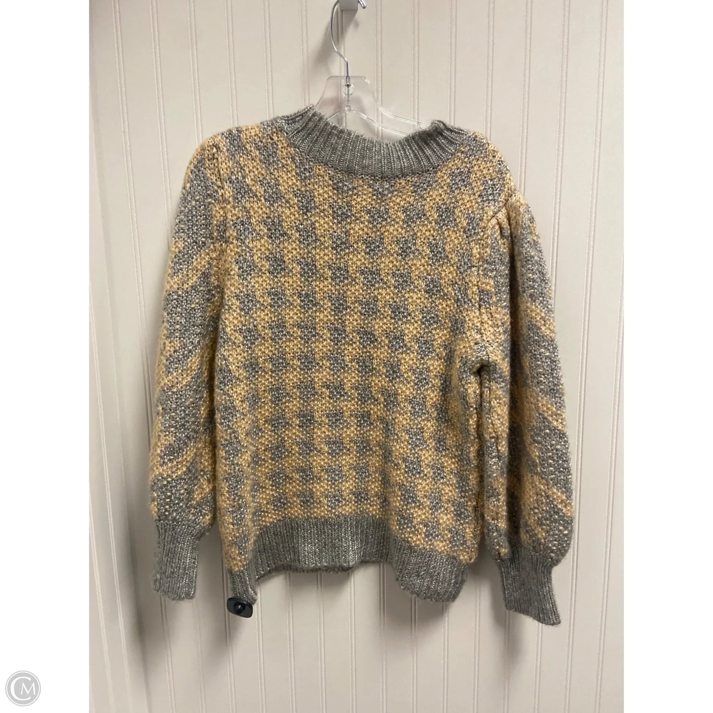 Sweater By Calvin Klein In Grey & Tan, Size: M
