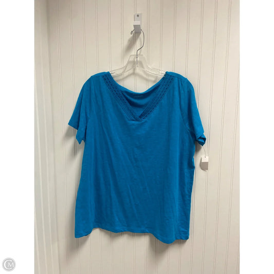 Top Short Sleeve Basic By Talbots In Blue, Size: 1x