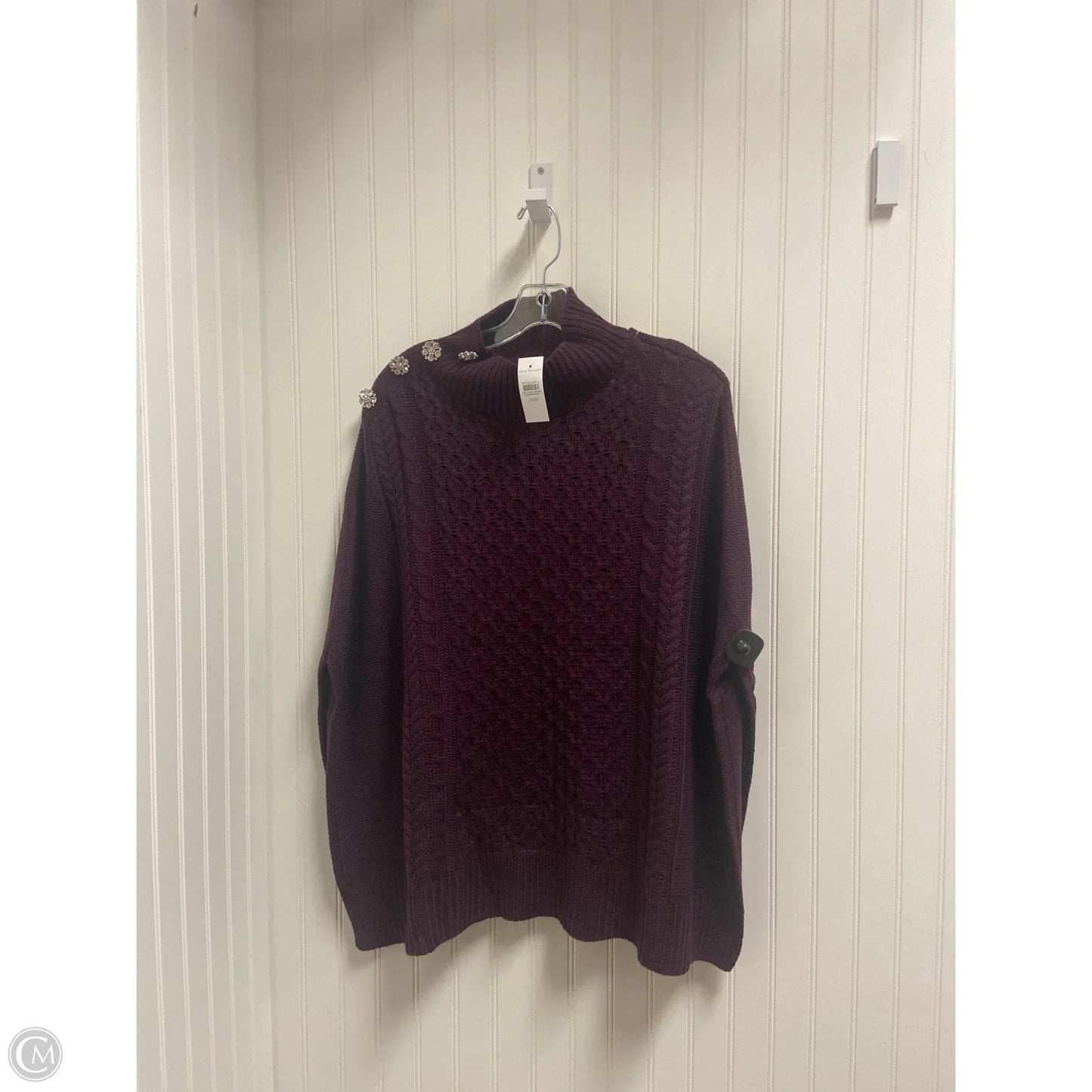 Sweater Short Sleeve By Ann Taylor In Purple, Size: Xs