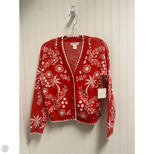 Sweater Cardigan By Cynthia Rowley In Red & White, Size: S