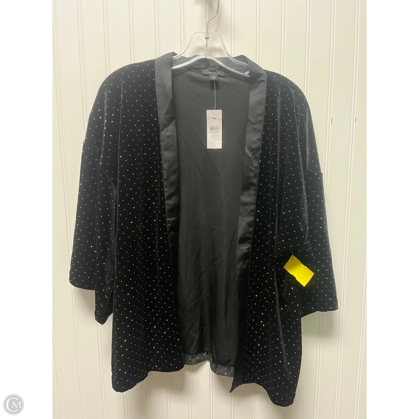 Cardigan By Ann Taylor In Black & Gold, Size: Xs