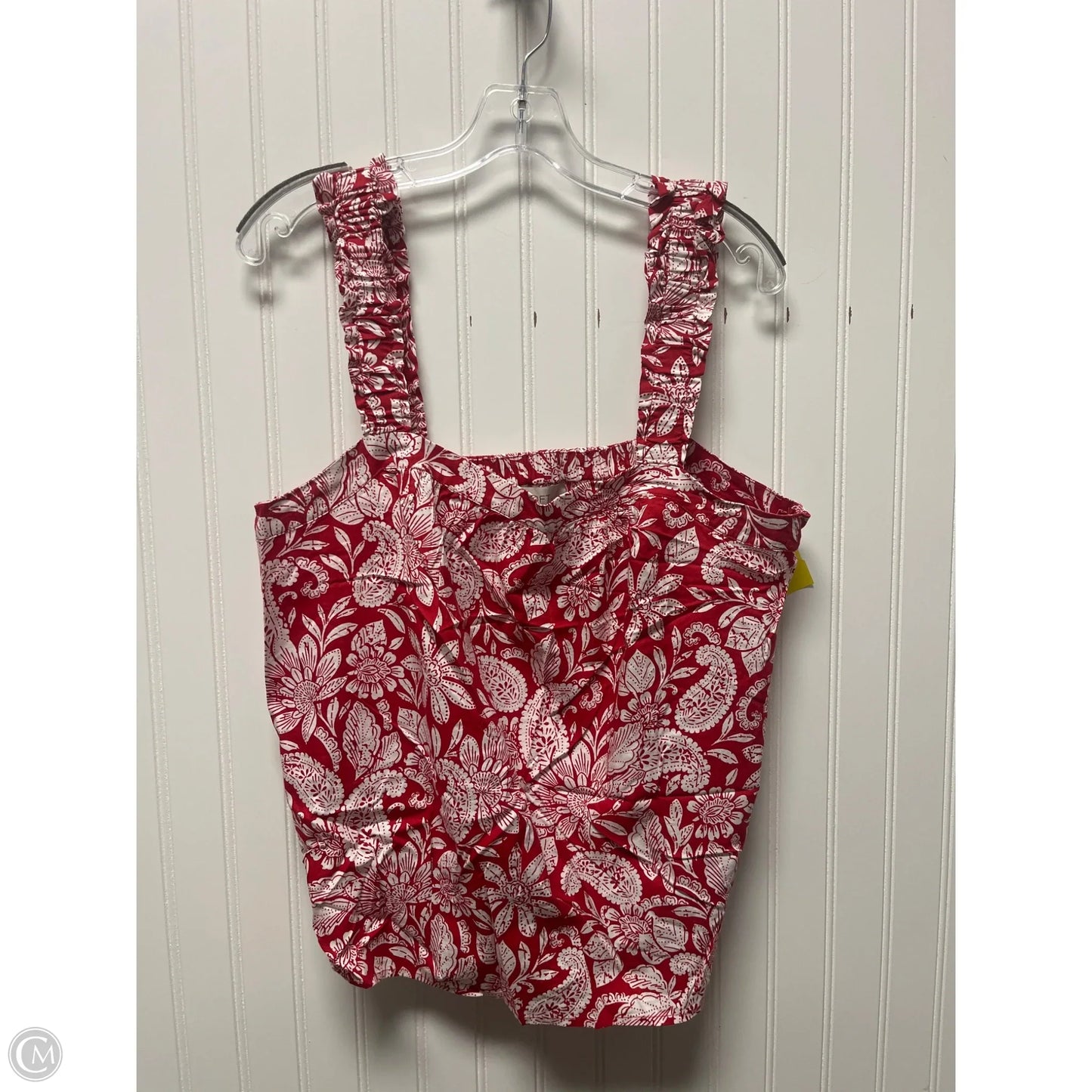 Top Sleeveless By Loft In Red & White, Size: L