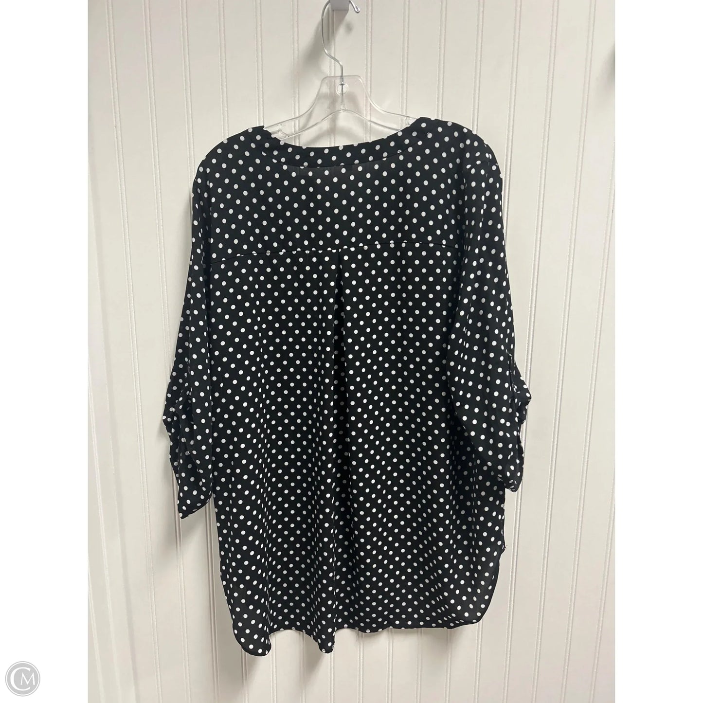 Top 3/4 Sleeve By Chaus In Polkadot Pattern, Size: 2x
