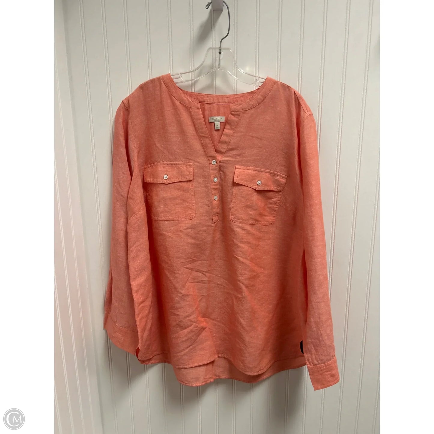 Top Long Sleeve By Talbots In Orange, Size: 2x