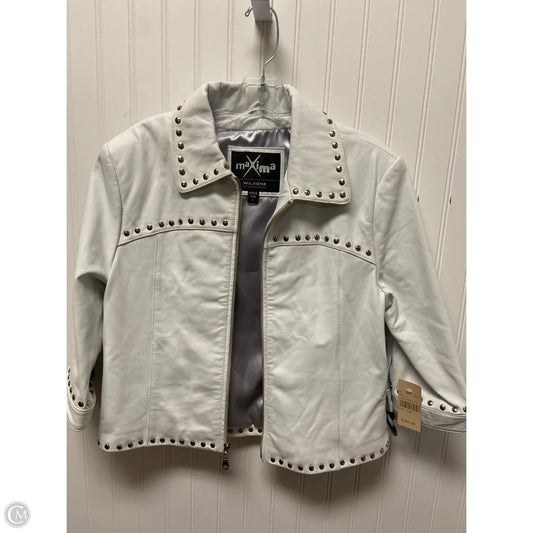 Jacket Leather By Clothes Mentor In White, Size: L