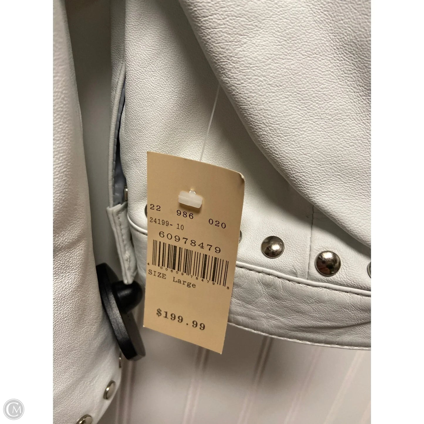 Jacket Leather By Clothes Mentor In White, Size: L
