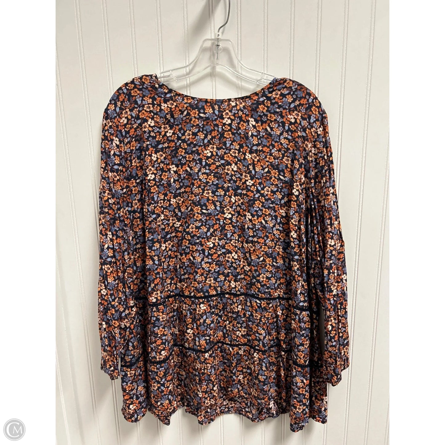 Top Long Sleeve By J. Jill In Blue & Orange, Size: Xl