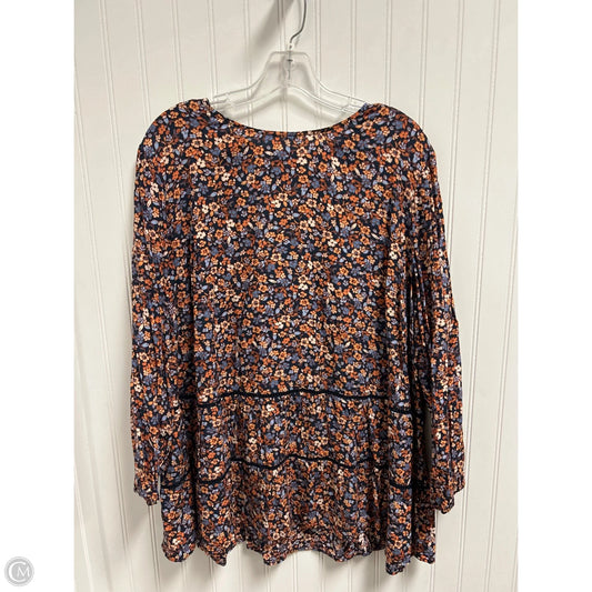 Top Long Sleeve By J. Jill In Blue & Orange, Size: Xl