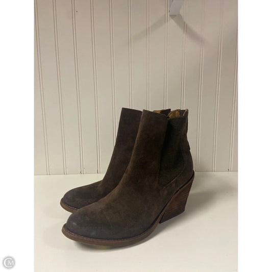 Boots Ankle Heels By Sofft In Brown, Size: 9
