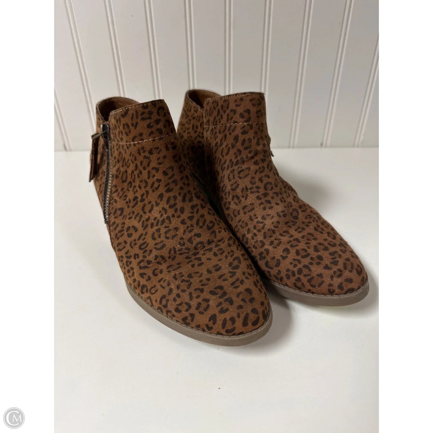 Boots Ankle Heels By Time And Tru In Animal Print, Size: 7