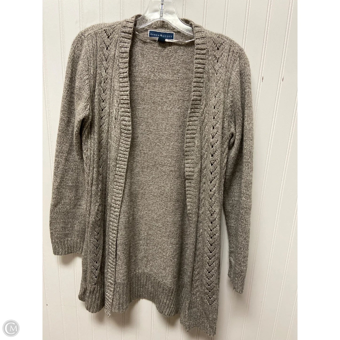 Sweater Cardigan By Karen Scott In Grey, Size: S