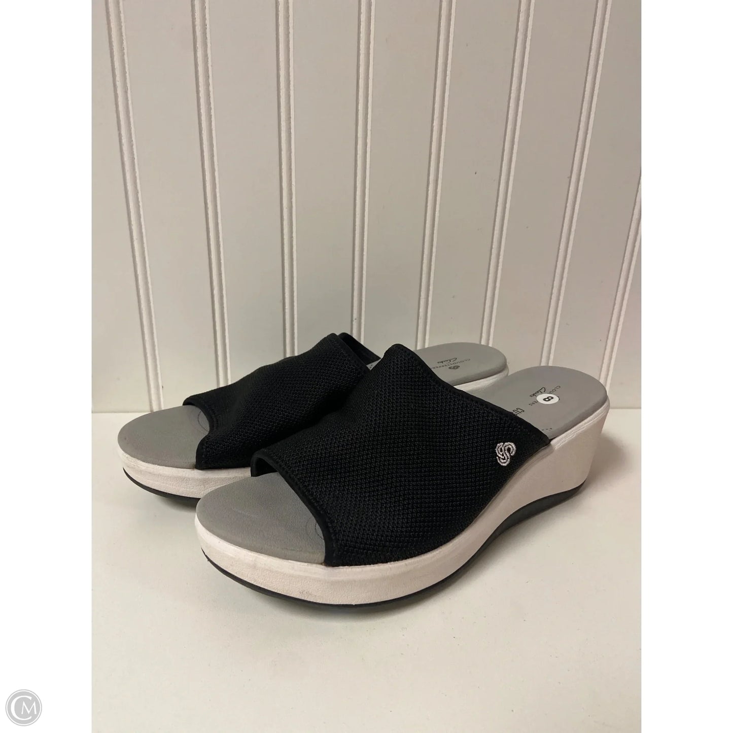 Sandals Heels Wedge By Clarks In Black, Size: 8