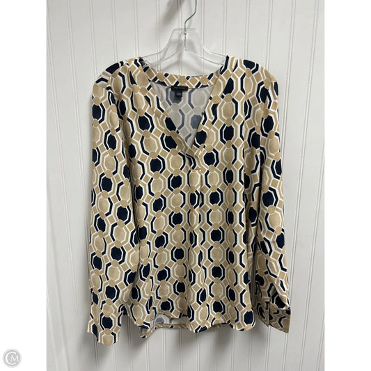Top Long Sleeve By Ann Taylor In Blue & Tan, Size: L