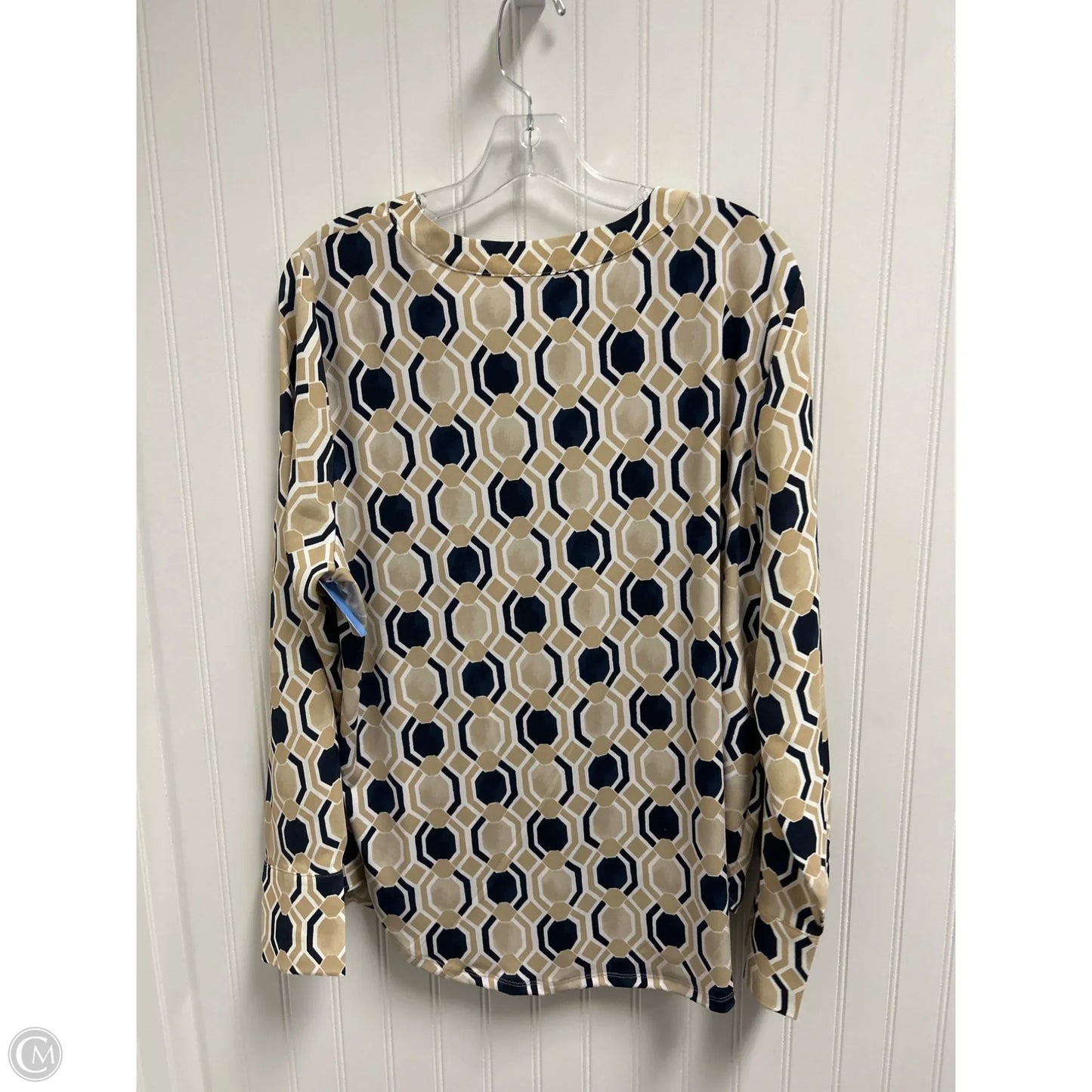 Top Long Sleeve By Ann Taylor In Blue & Tan, Size: L