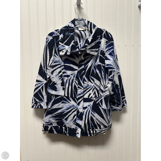Athletic Jacket By Chicos In Blue & White, Size: M