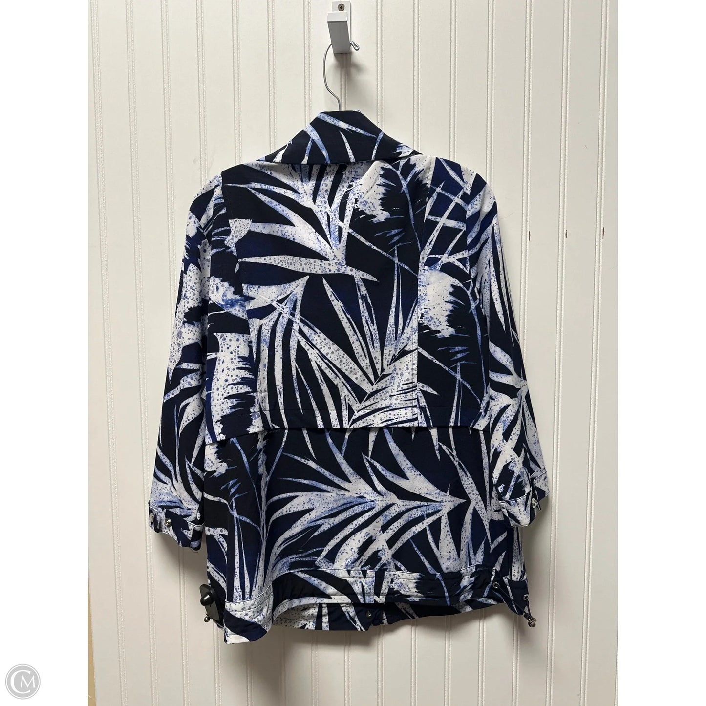 Athletic Jacket By Chicos In Blue & White, Size: M