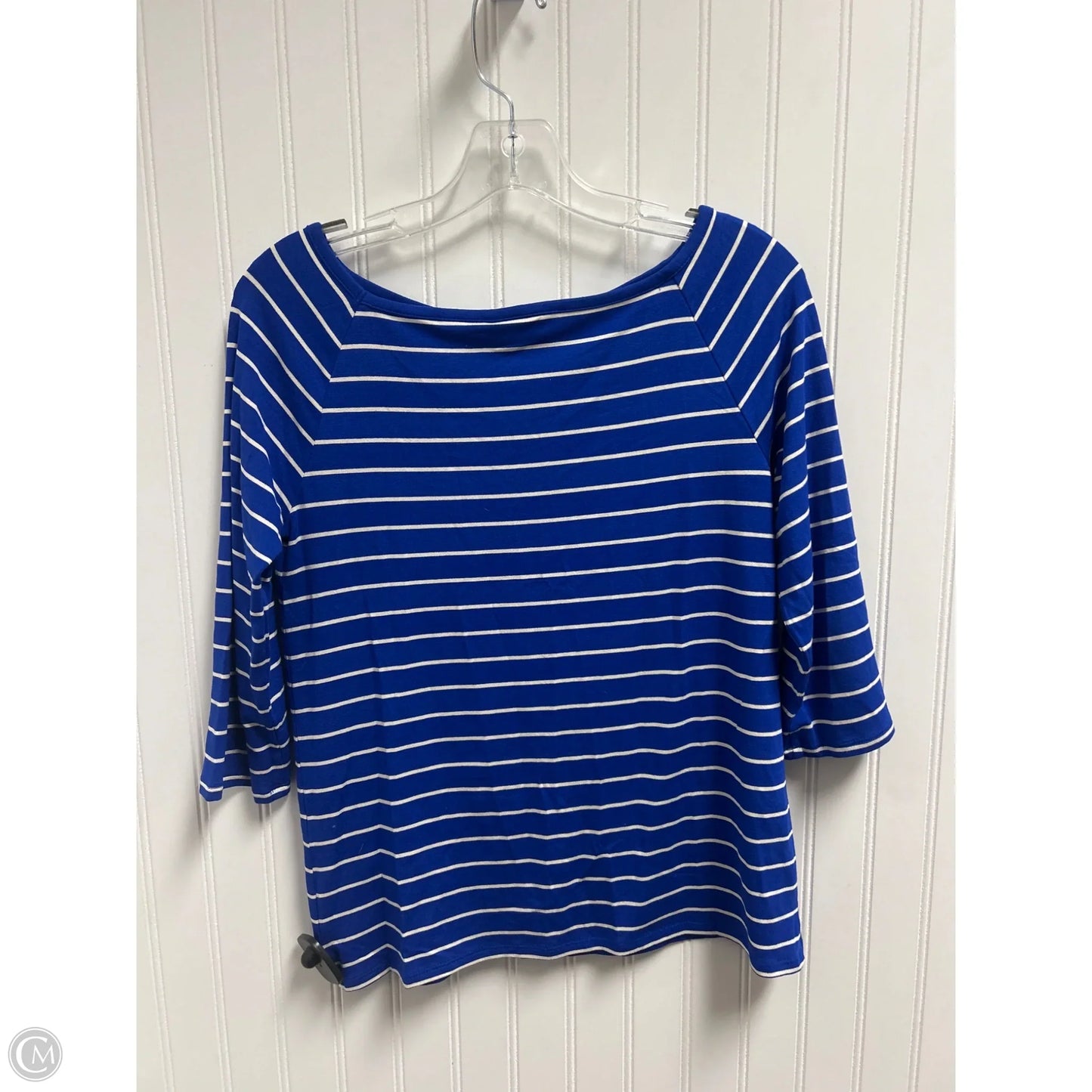 Top 3/4 Sleeve By Chicos In Striped Pattern, Size: S
