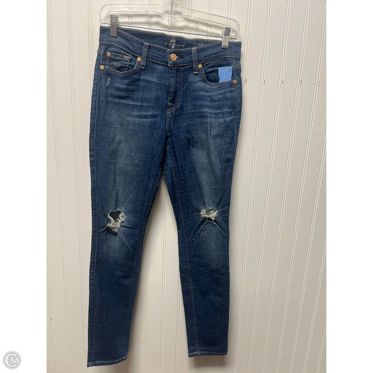 Jeans Skinny By 7 For All Mankind In Blue Denim, Size: 2
